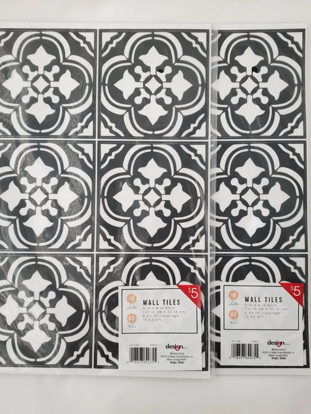 IG Design Group Tiles Removable Peel & Stick 10 Sheets x2 Dorm Rental Friendly